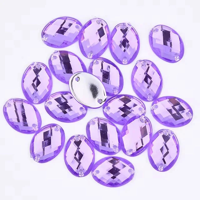 13*18mm Violet Oval Shaped Sew on Glass Gem (Sold in Pair) Glass Gems