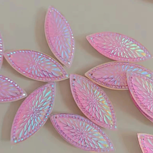 19*49mm AB Pink Starblanket Design Horse Eye Navette Shaped Sew on Resin Gem (Sold in Pair) Resin Gems