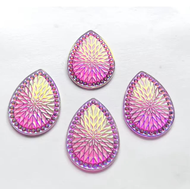 29*39mm, Light Pink Starblanket, Starblanket Pattern Large Teardrop Sew On, Resin Gem, (Sold in Pair)
