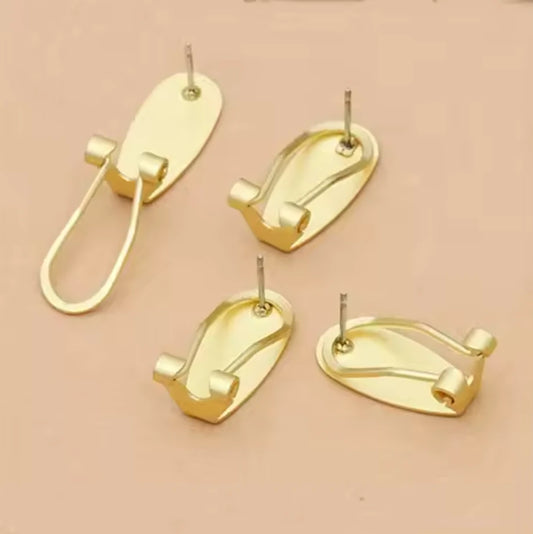8.5*18.5mm Light Gold, Fingernail Lever back Earring Posts, Findings Studs, (Sold in Pair) Sundaylace Creations & Bling