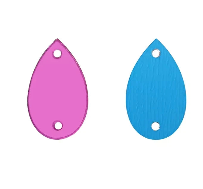 17*28mm Dark Pink Reflective Mirror Teardrop Shaped Sew on Mirror Gem