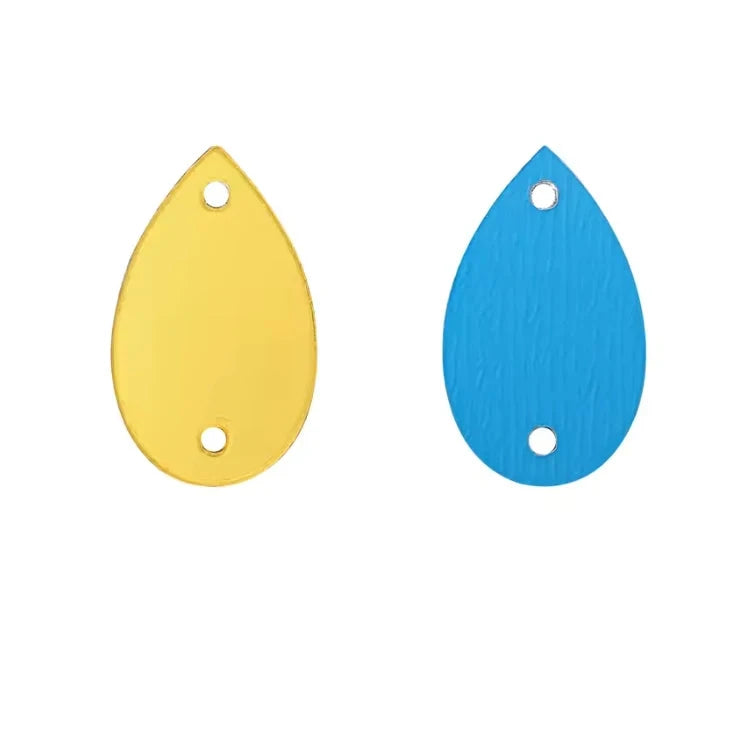 17*28mm Yellow Reflective Mirror Teardrop Shaped Sew on Mirror Gem
