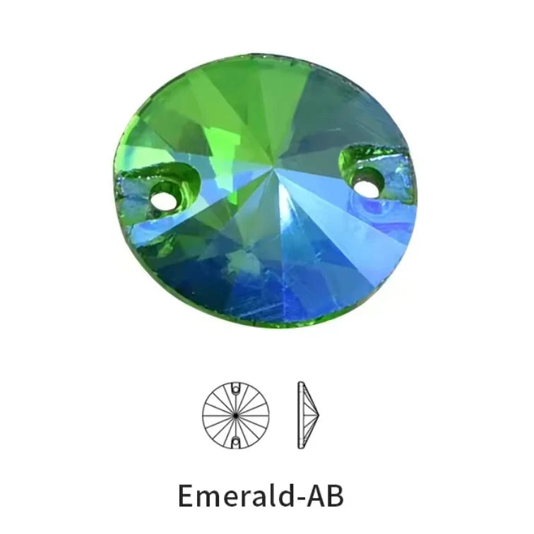 10mm Green AB Rivoli Glass Gem Sew on Sold in Pair