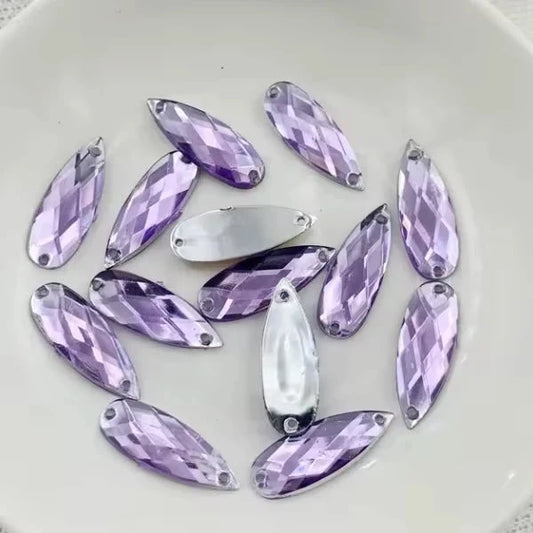 8*22mm Light Purple Long Teardrop Sew on Resin Gems