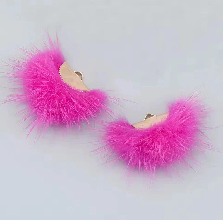 40mm Hot Pink Real Mink Fur Tassel Earring Finding