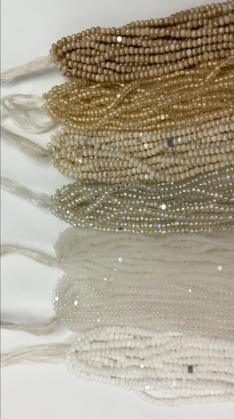 "Ivory Glow" 7 x 11/0 Charlotte India Bead Hank (10g) Bundle, Promotions India Sheen Charlotte Cut Seedbeads