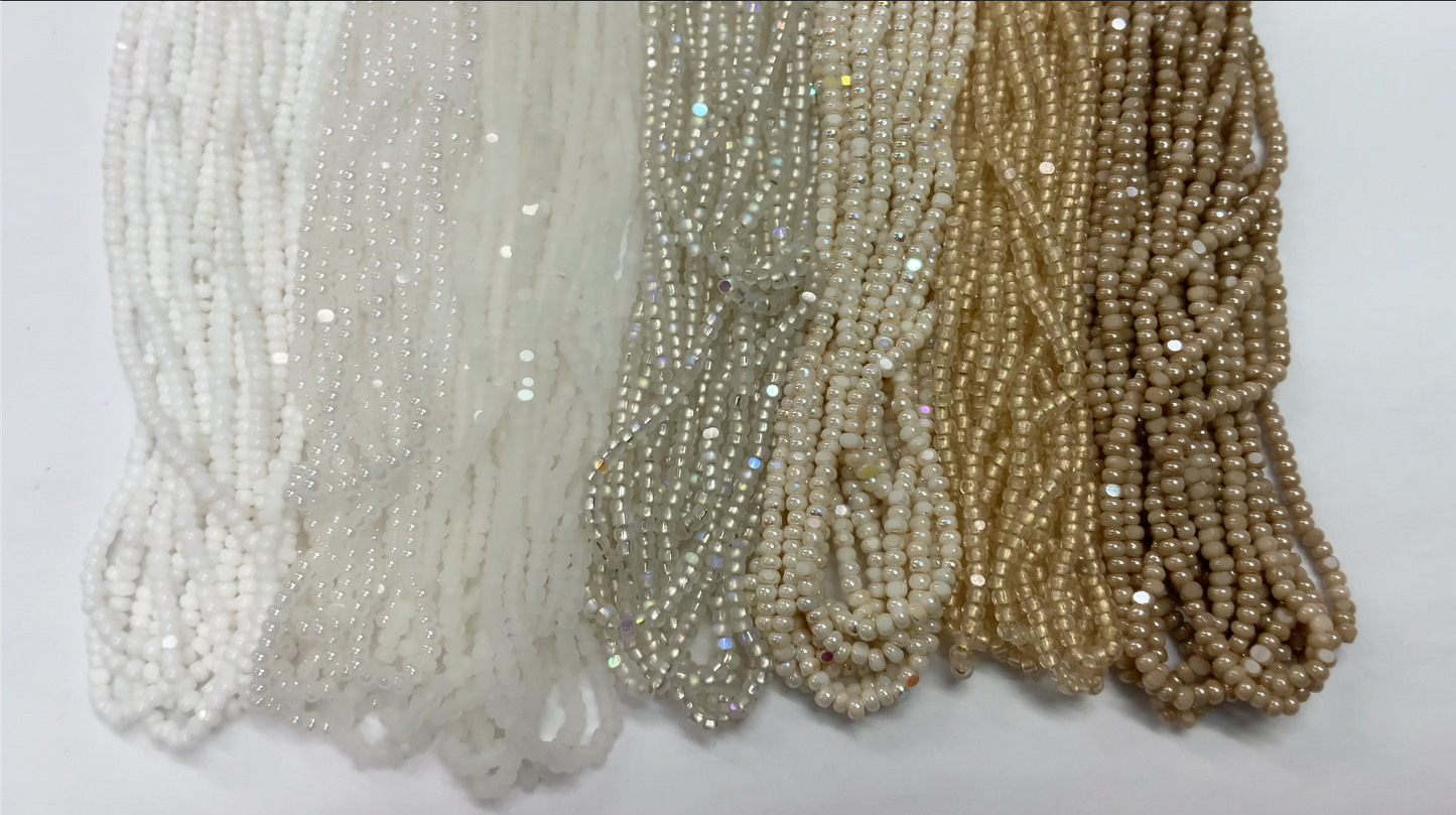 "Ivory Glow" 7 x 11/0 Charlotte India Bead Hank (10g) Bundle, Promotions India Sheen Charlotte Cut Seedbeads