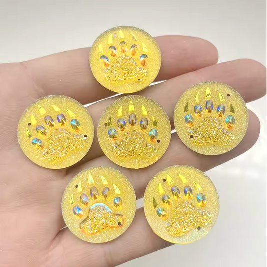 25mm Clear AB Bear Claw *Round Shape, Sew on, Resin Gem (Sold in Pair) Resin Gems