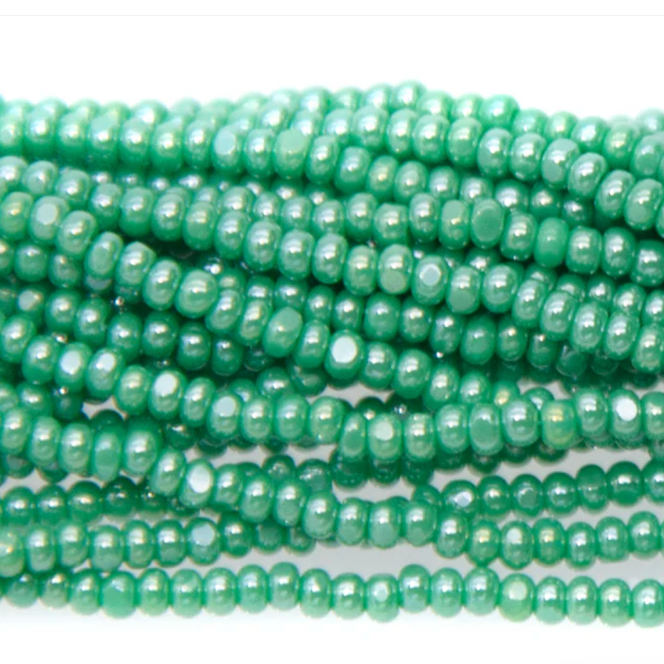 13/0 Charlotte Cut Beads - Sfinx LUSTER Green, Preciosa Seed Bead *Hank 13/0 Seed Beads