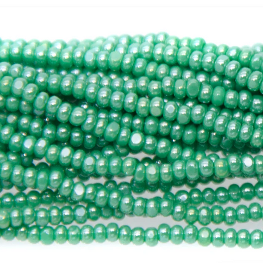 13/0 Charlotte Cut Beads - Sfinx LUSTER Green, Preciosa Seed Bead *Hank 13/0 Seed Beads