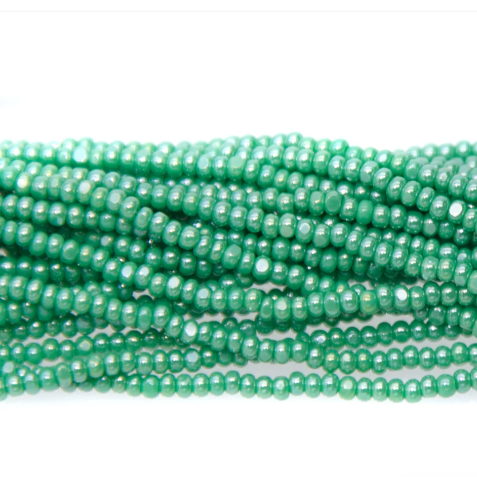 13/0 Charlotte Cut Beads - Sfinx LUSTER Green, Preciosa Seed Bead *Hank 13/0 Seed Beads