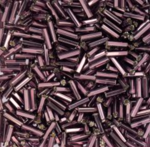 Czech Bugle Beads apx. 19g Vial #3 Silver Lined  Purple John Beads
