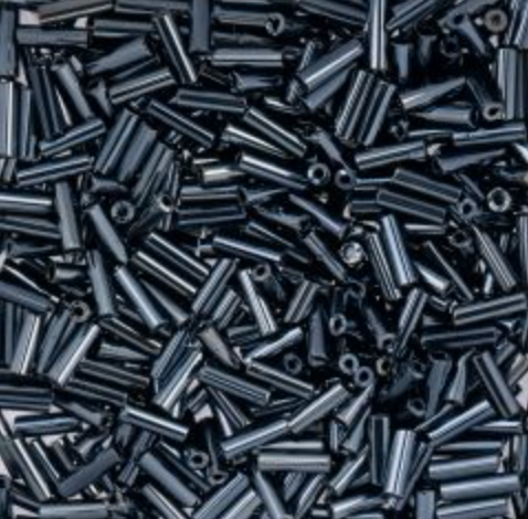 Czech Bugle Beads apx. 19g Vial #3 Metallic Gunmetal John Beads
