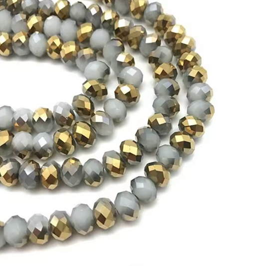 3*4mm Metallic Gold Half Plated on White Opal Rondelle Beads Loose (5g) Strand Sundaylace Creations & Bling