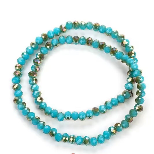 2*3mm Turquoise Teal Opal Half Plated Champage Grade AAA Rondelle Beads (5g) Sundaylace Creations & Bling