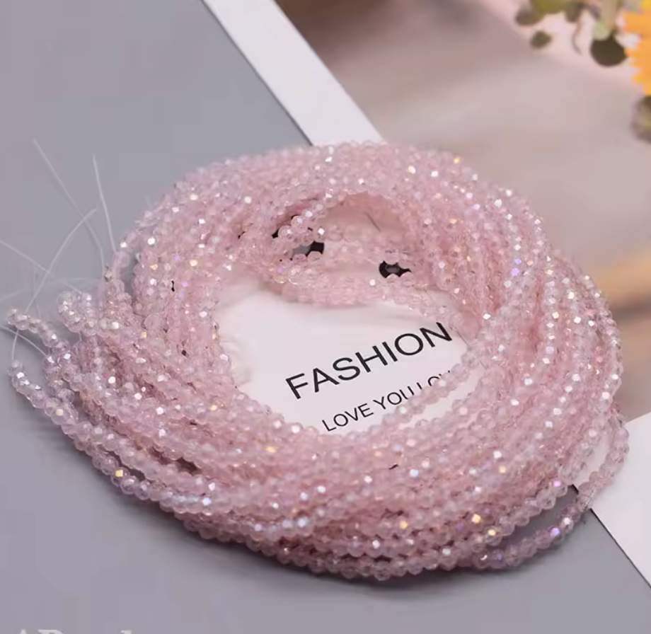 2*3mm Light Pink AB Transparent Rondelle Beads Loose (5g) Sundaylace Creations & Bling