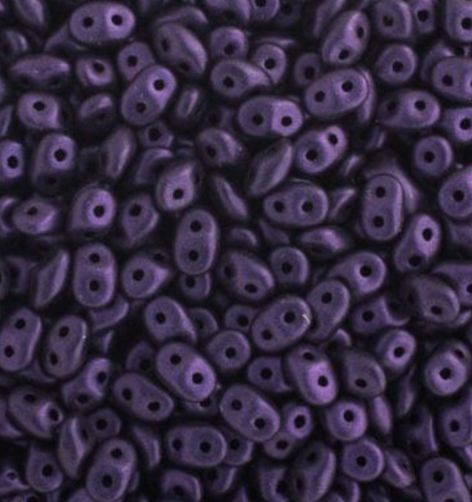 Matubo Czech Superduo 2-Hole Jet -Metallic Suede Purple (5g) 6/0 Pony Beads