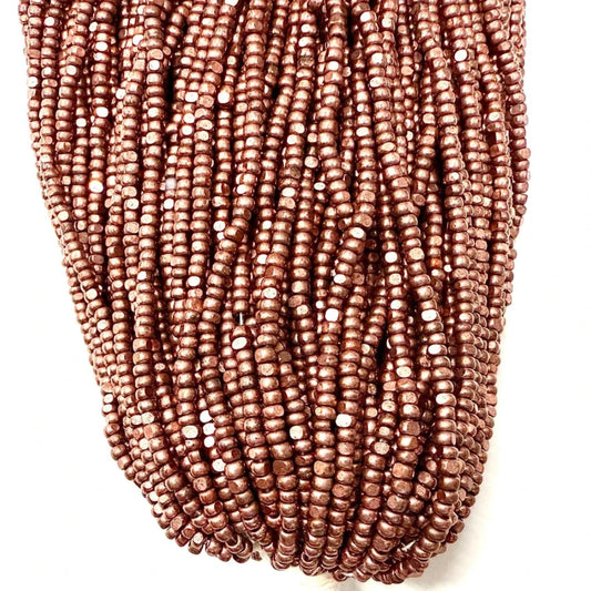 11/0 Charlotte Cut Seed Bead - Matte Metallic Old Rose Gold (5g Loose) India Sheen Charlotte Cut Seedbeads