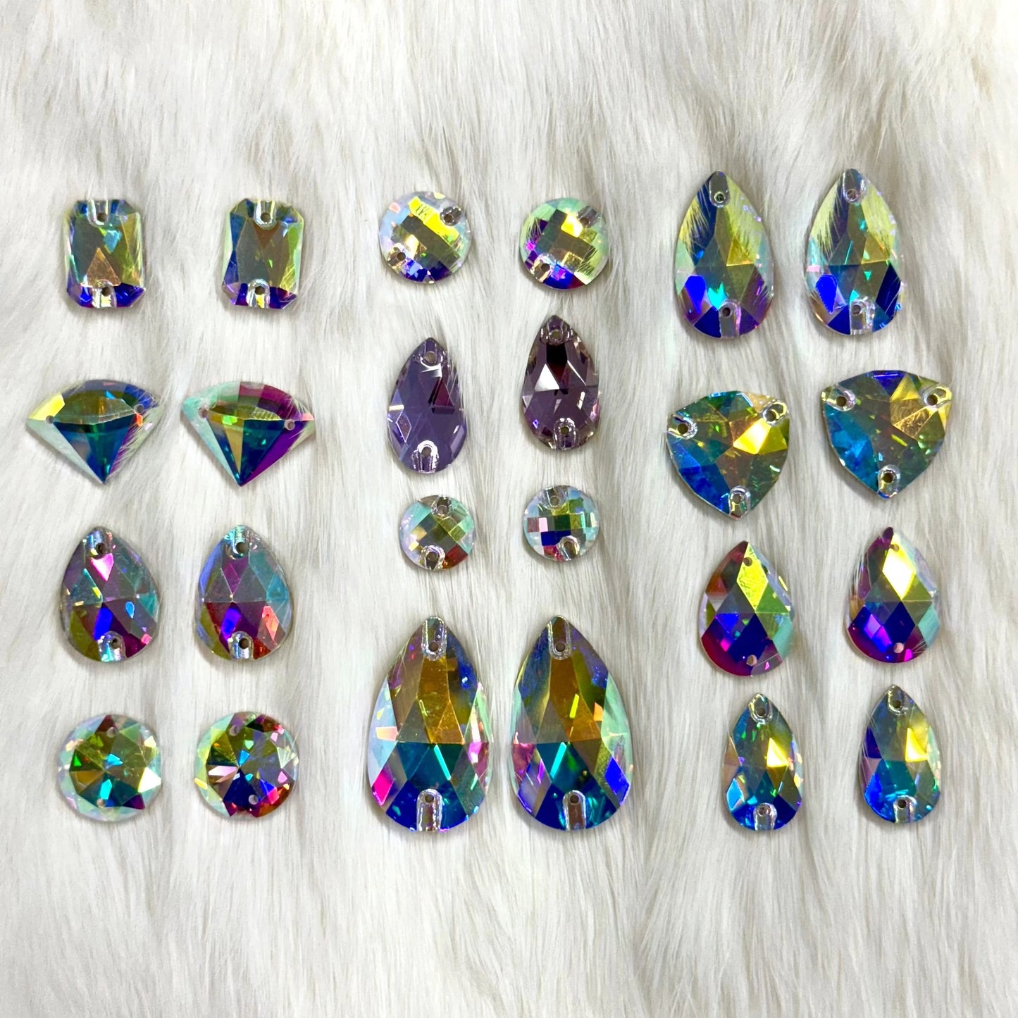 "AB Sparkle Set" 13 Pairs of AB Gem Fancy Glass Gem Set, Promotions Fancy Glass Gems