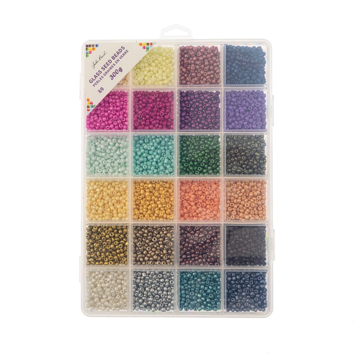 Bead Box - 8/0 Glass Seed Beads  apx. 300g -  24 Colors Metallics and More! Promotions Promotion