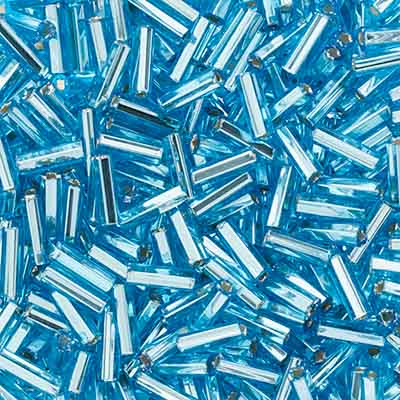 BUGLES Aqua Silver Lined #3 (19g) Bugles Beads