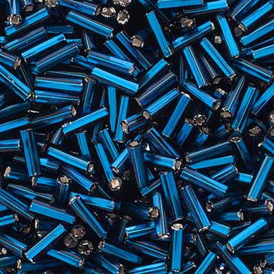 BUGLES Peacock Blue Silver Lined, #3 (19g) Bugles Beads