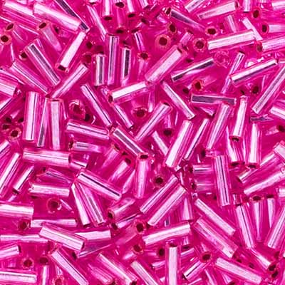 BUGLES Rose Pink Silver Lined #3 (19g) Bugles Beads