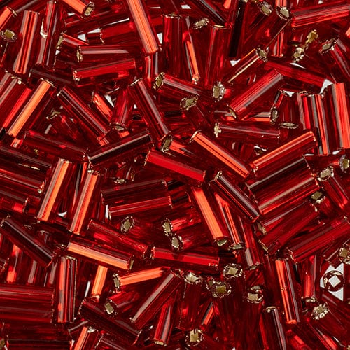BUGLES Ruby Silver Lined, #3 (19g) Bugles Beads
