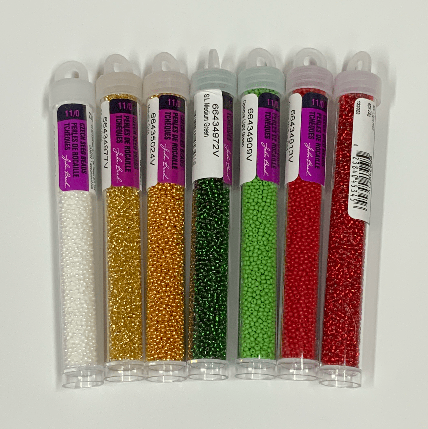 "Christmas GIFT SET", 11/0 Czech Seed Beads, Set of 7 x 22g Vials Promotions