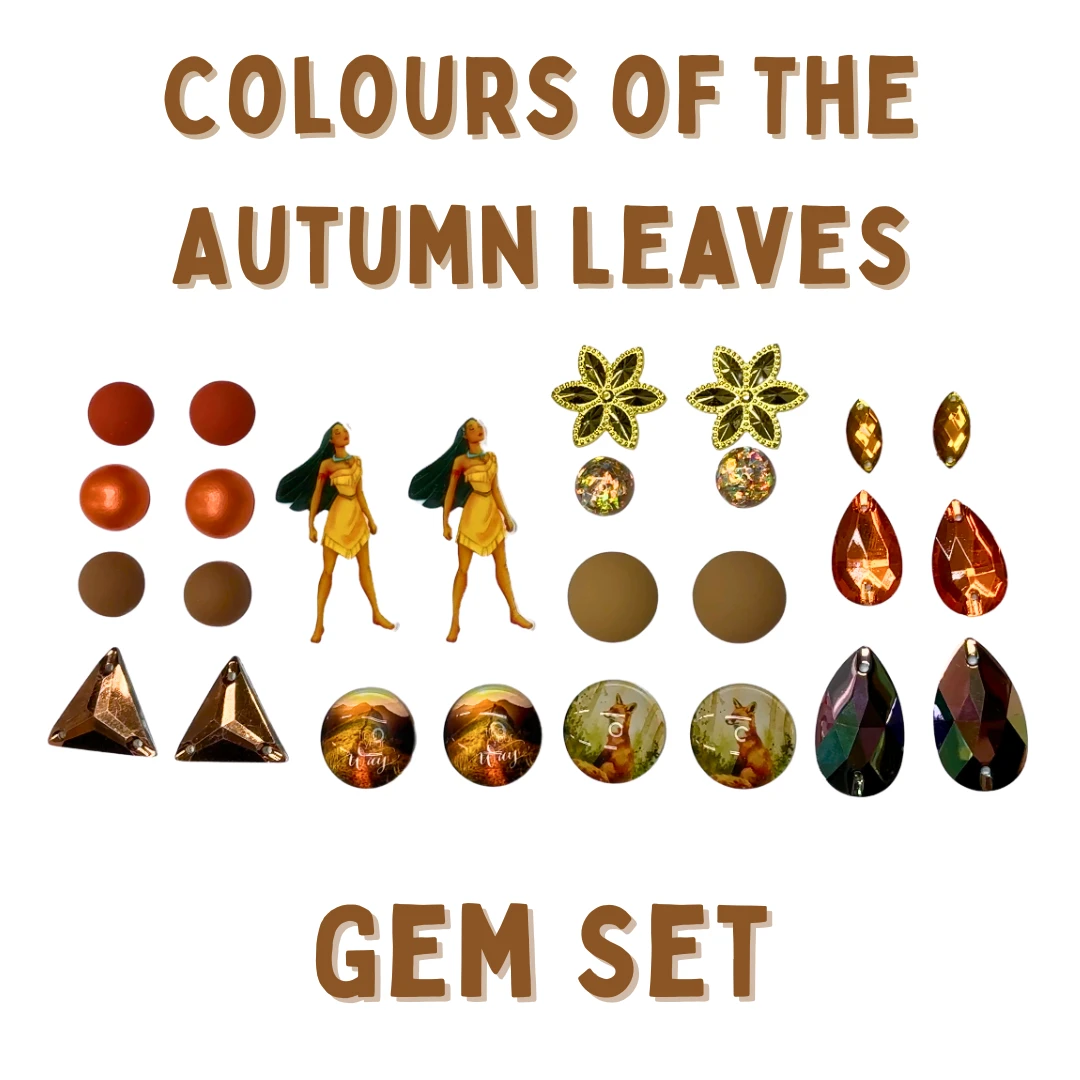 "Colours of Autumn" Tan/Orange Glass/Resin Cabs Gem Set 13 Gems Sets, Promotions Resin Gems