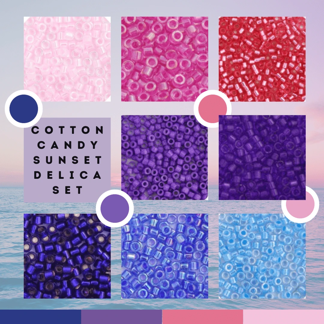 "Cotton Candy Sunset" Set, 8 Delica Beads Set, Promotion 8 x 5.2g vials Delica Beads