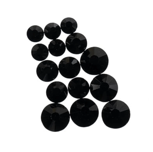 Crystal Lane DIY Flat Back Rhinestones Combo Jet ss16 -80pcs, ss20 -35pcs, ss30 -20pcs Glass Gems