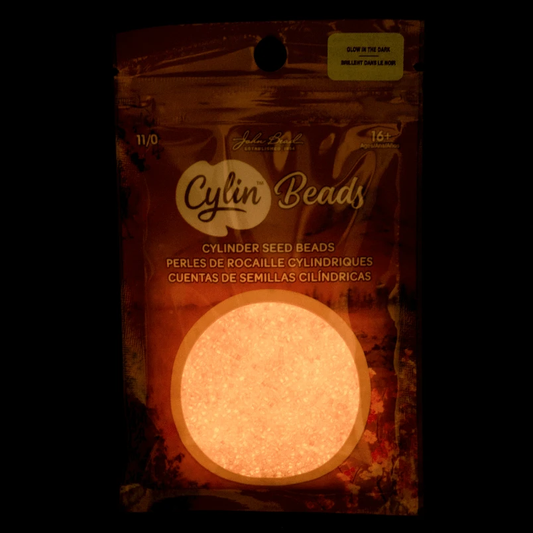 Cylin Bead 11/0 25g Bag Glow in Dark - Neon Pink (Glow Orange) Cylin Bead 11/0