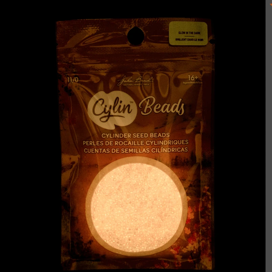 Cylin Bead 11/0 25g Bag Glow in Dark - Pink AB Cylin Bead 11/0