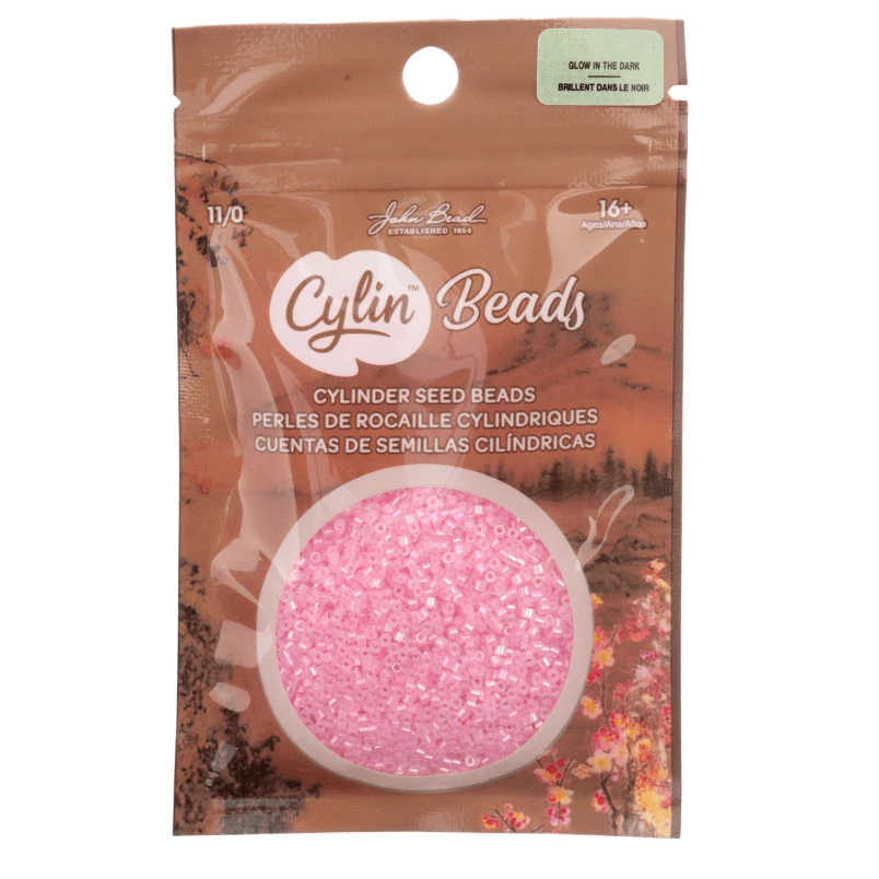Cylin Bead 11/0 25g Bag Glow in Dark - Pink AB Cylin Bead 11/0