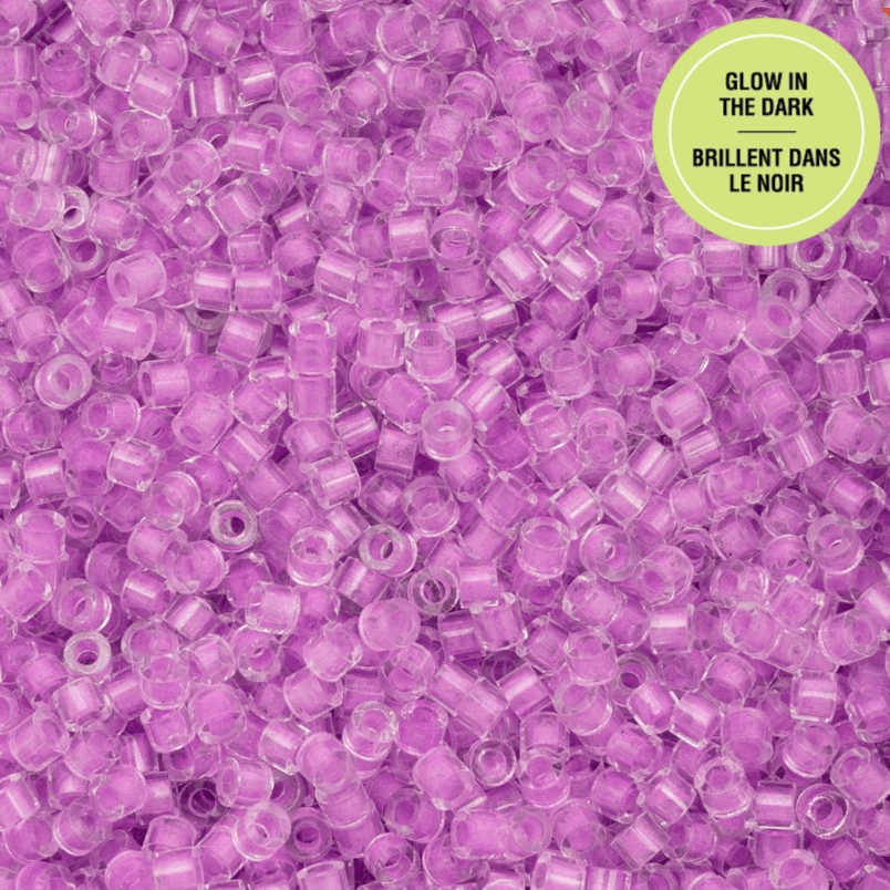 Cylin Bead 11/0 25g Bag Glow in Dark - Purple (Glow White) Cylin Bead 11/0