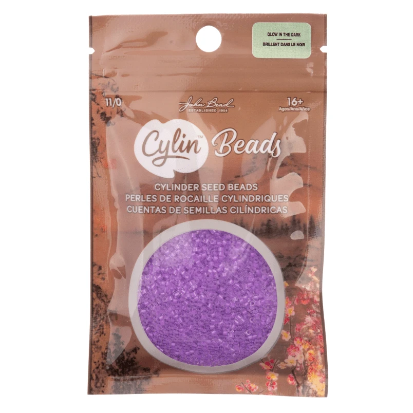 Cylin Bead 11/0 25g Bag Glow in Dark - Purple (Glow White) Cylin Bead 11/0