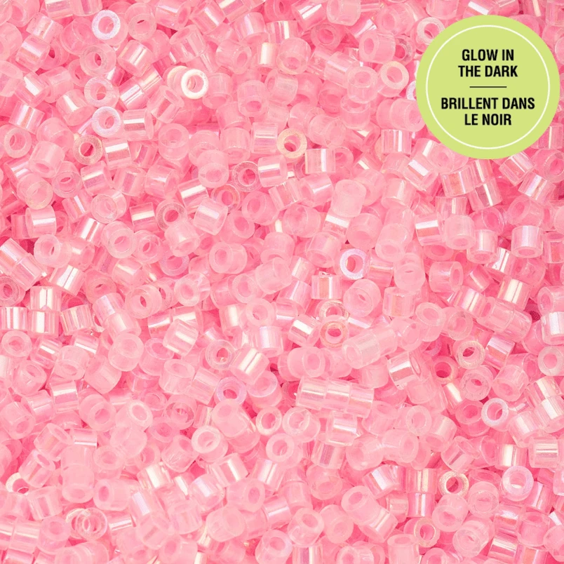 Cylin Bead 11/0 25g Bag Glow in Dark - Rose Pink AB (Glow Pink) Cylin Bead 11/0
