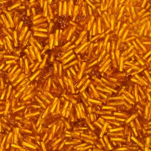 Czech Twisted Bugles #3 - Silver Lined Dark Yellow, #3 20g Bugles Beads
