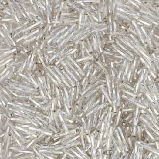 Czech Twisted Bugles - Long Silver Line Crystal, #5 20g Bugles Beads