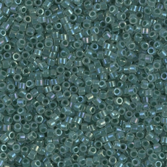 Delica 11/0 RD  Forrest Green Lined Opal AB (1768) *NEW Delica Beads