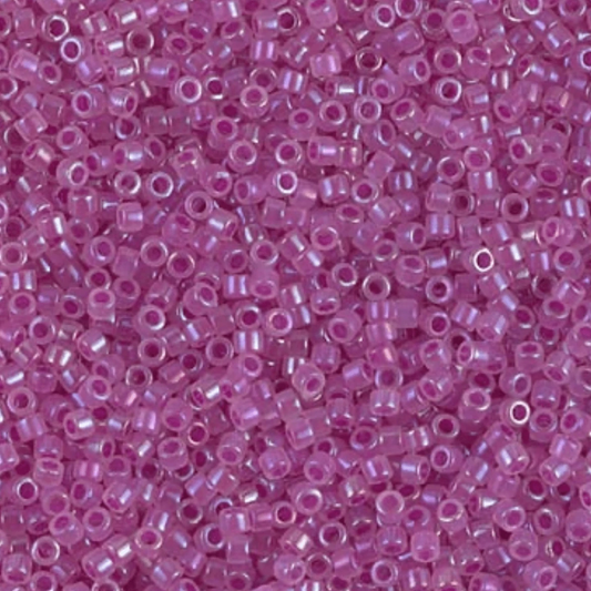 Delica 11/0 RD Fuchsia Lined Opal AB (1744) *NEW Delica Beads