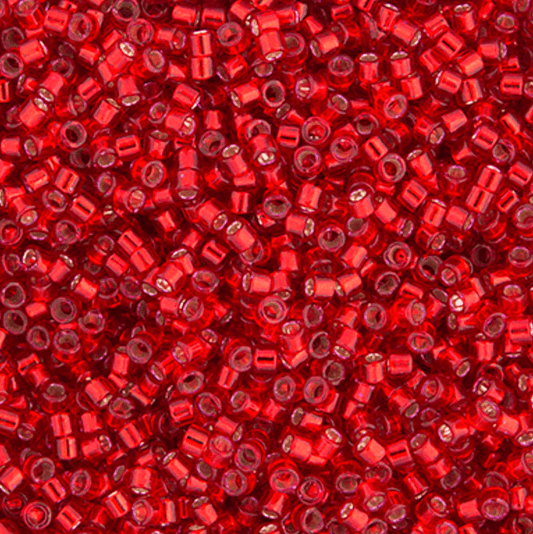 Delica 11/0 RD Red Silver Lined-Dyed (0602v) Delica Beads