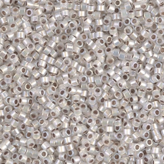 Delica 11/0 RD Silver Lined White Opal AB (0223) *NEW Delica Beads