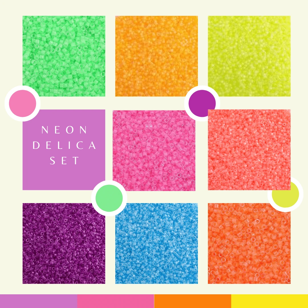 Delica Luminous Neon Set, 8 Delica Beads Set, Promotion Delica Beads