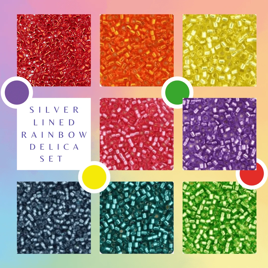 Delica Silver Lined 🌈 Rainbow Set, 8 Delica Beads Set, Promotion Delica Beads