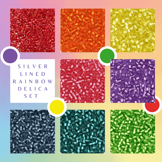Delica Silver Lined Rainbow Set, 8 Delica Beads Set, Promotion Promotions