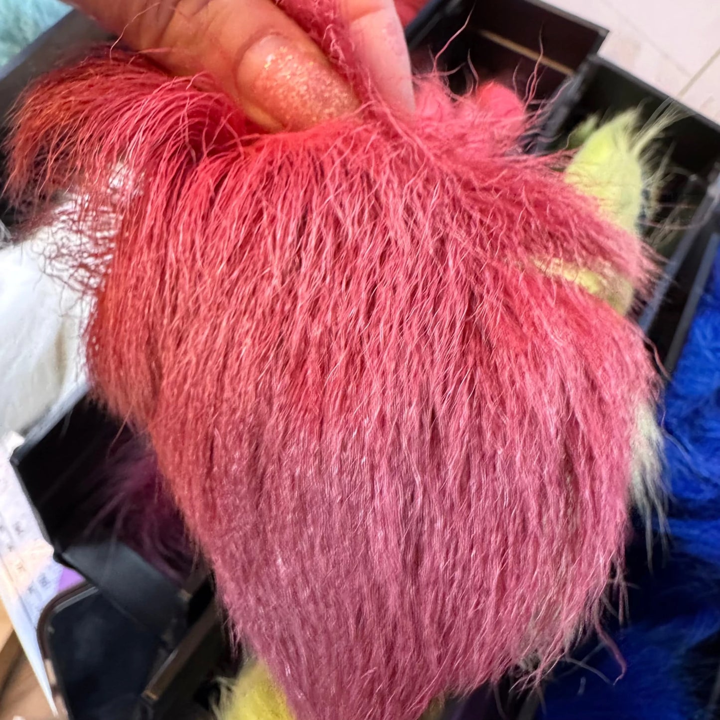 Dark Red - Pink Caribou Fur Dyed Natural Caribou Fur 1×3 inch Strip for Tufting! Promotions