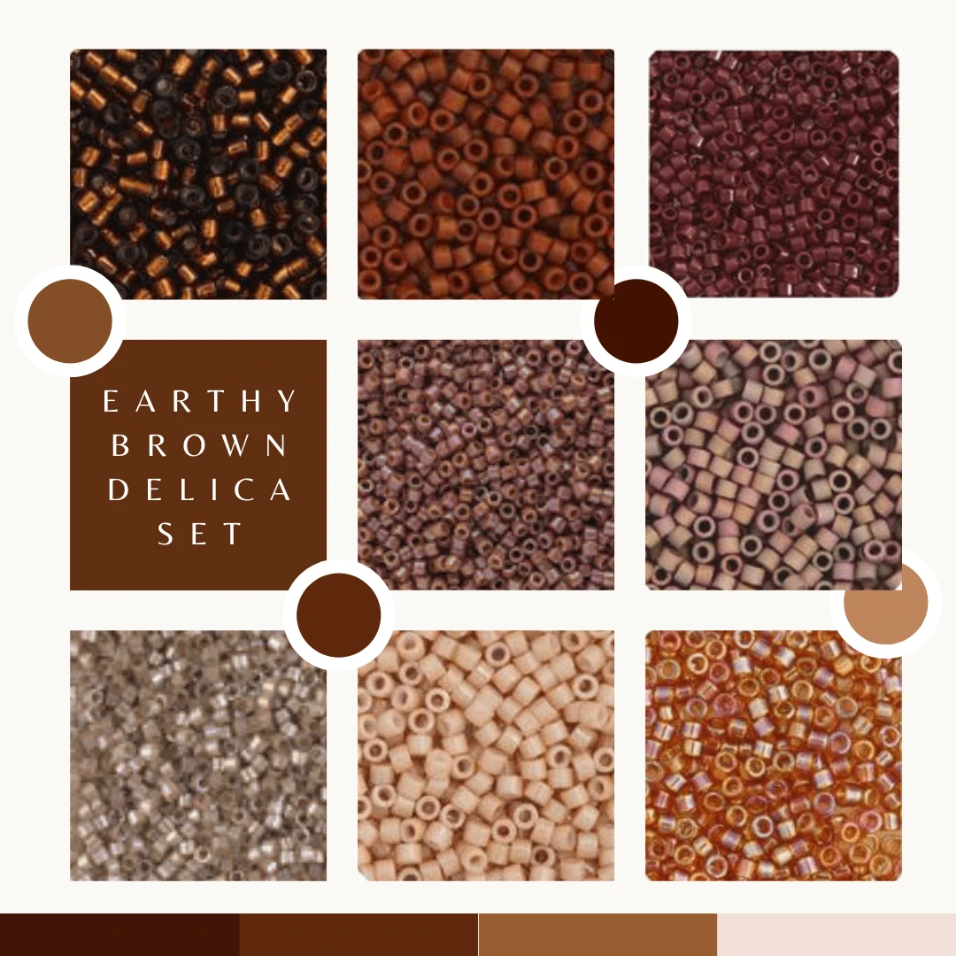 Earthy Browns 8 Delica Beads Sets, Spring Promotions Delica Beads