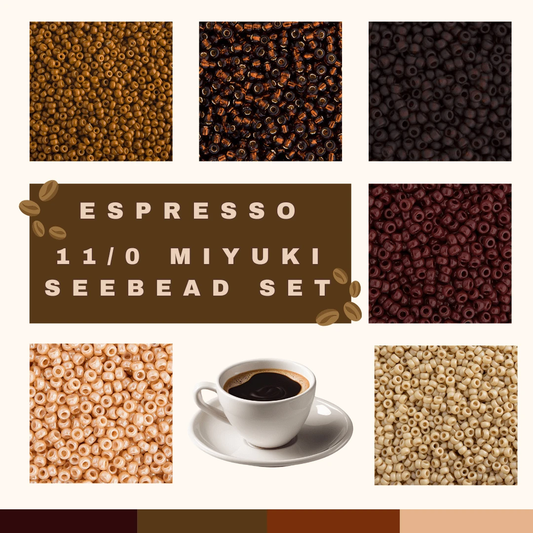 Espresso Coffee ☕️ Latte Set, 11/0 Miyuki Seed Beads, Set of 6 x 22g vials, Fall Promotions